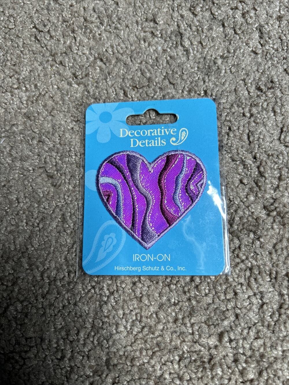 NEW Decorative Details Iron-On Metallic Heart Patch